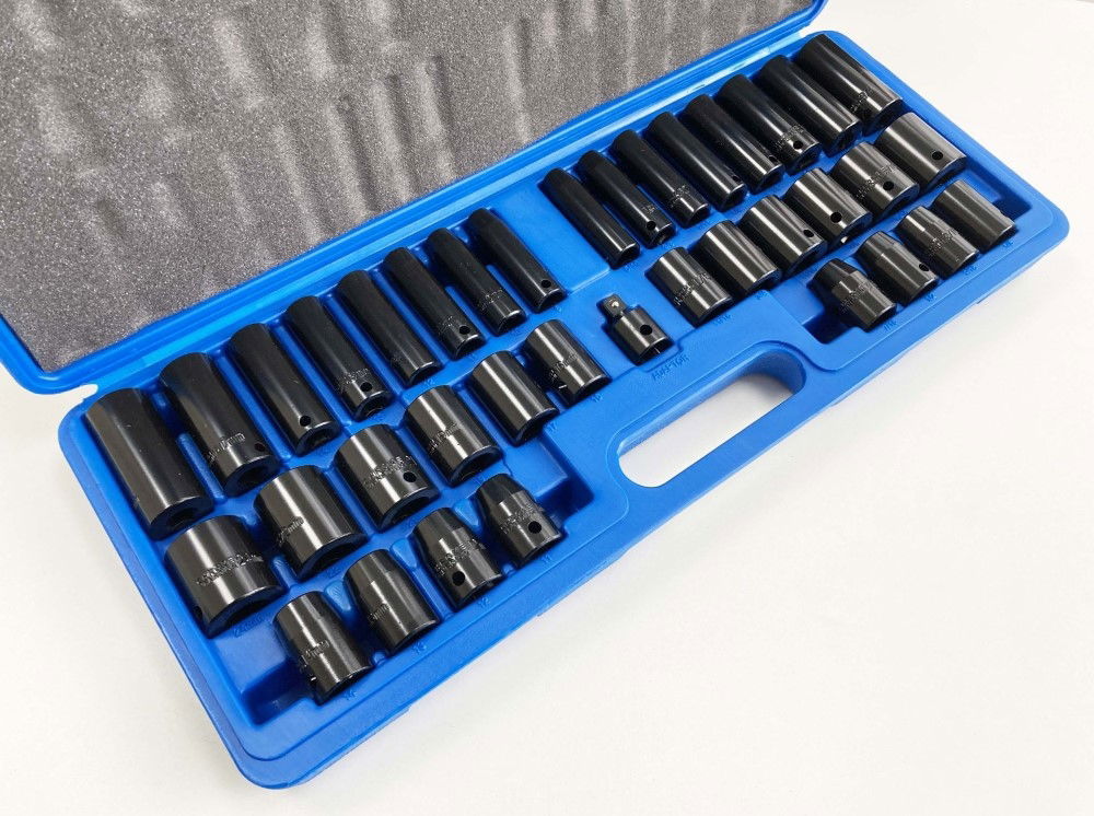 IMPACT SOCKET SET 3/8 & 1/2 DRIVE 38 PIECES 8-24mm - TOOLZONE KDPSS128