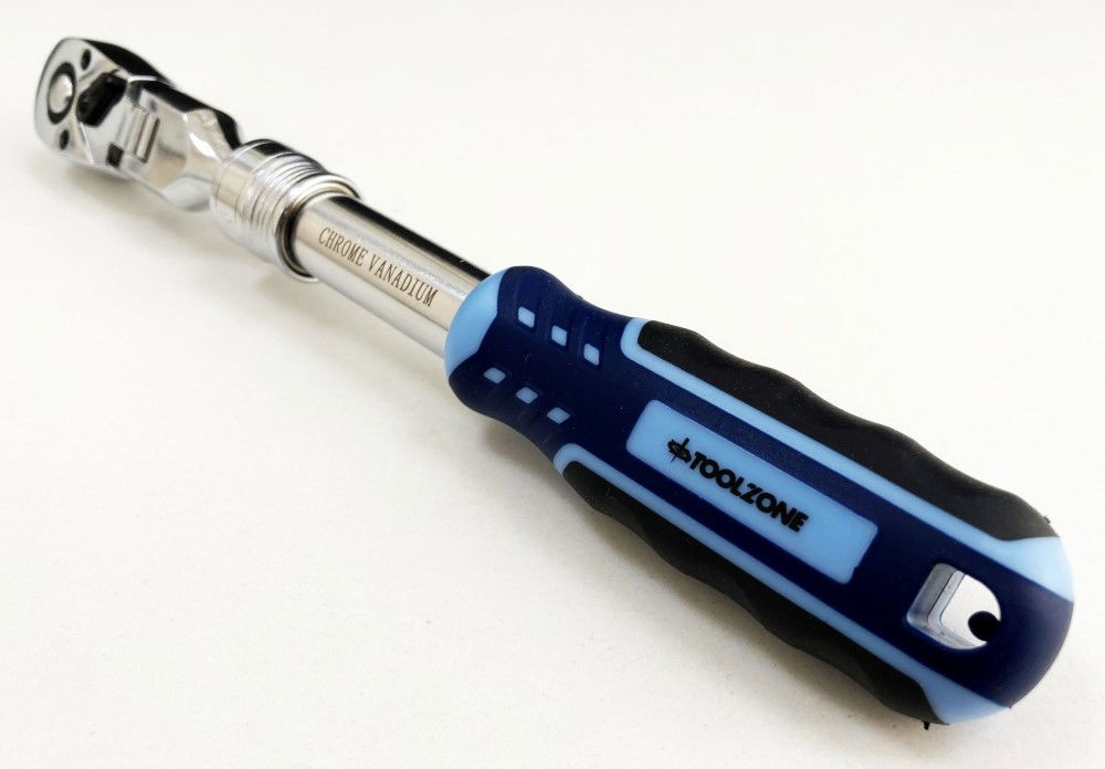 RATCHET FLEXI HEAD EXTENDABLE 3/8 DRIVE 255-355mm SOFTGRIP CRV - TOOLZONE KDPSS223
