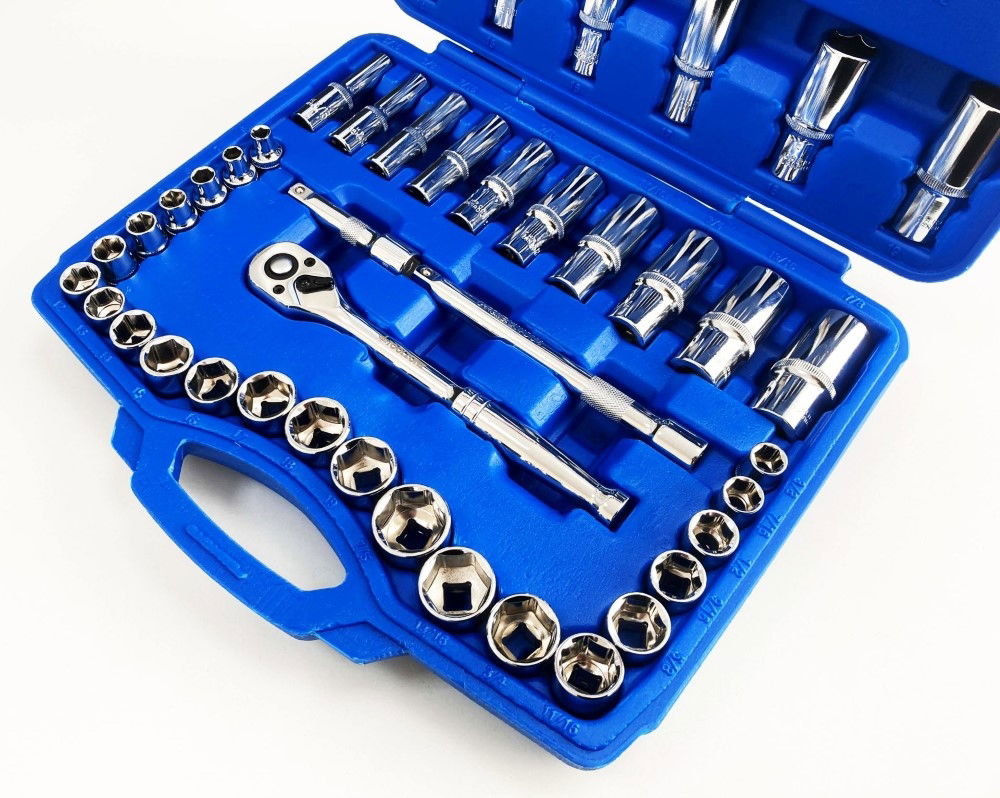SOCKET SET 3/8 DRIVE MM AND AF 50 PIECES SHALLOW AND DEEP CRV - TOOLZONE KDPSS226