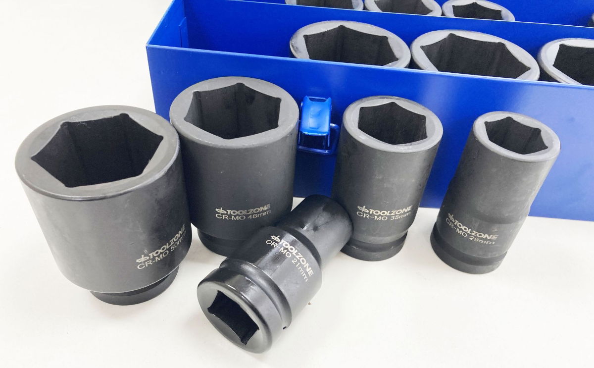 DEEP IMPACT SOCKET SET 25 PIECES 1 DRIVE 17mm-75mm CHROME MOLYBDENUM - TOOLZONE KDPSS263