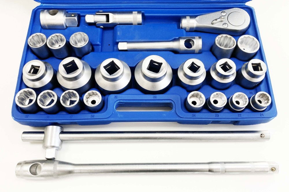 SOCKET SET 26 PIECES 3/4 AND 1 DRIVE 21mm-65mm CARBON STEEL - TOOLZONE KDPSS301