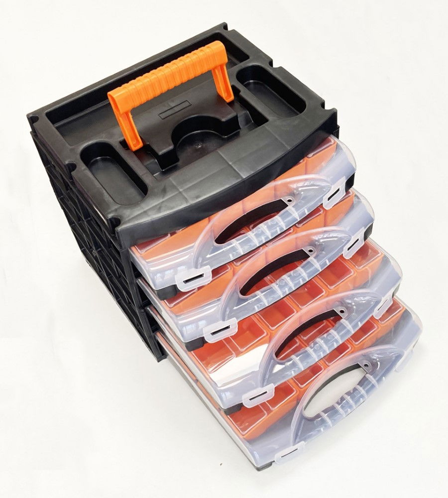 ORGANISER SET 4 TRAY POLY WITH REMOVABLE INNER COMPARTMENTS - TOOLZONE KDPTB098