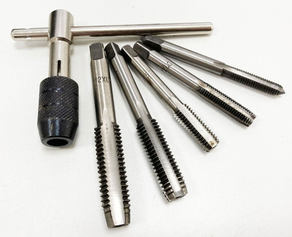 TAP WRENCH SET 6 PIECE WITH METRIC TAPS M6-M12 ALLOY STEEL - TOOLZONE KDPTP108