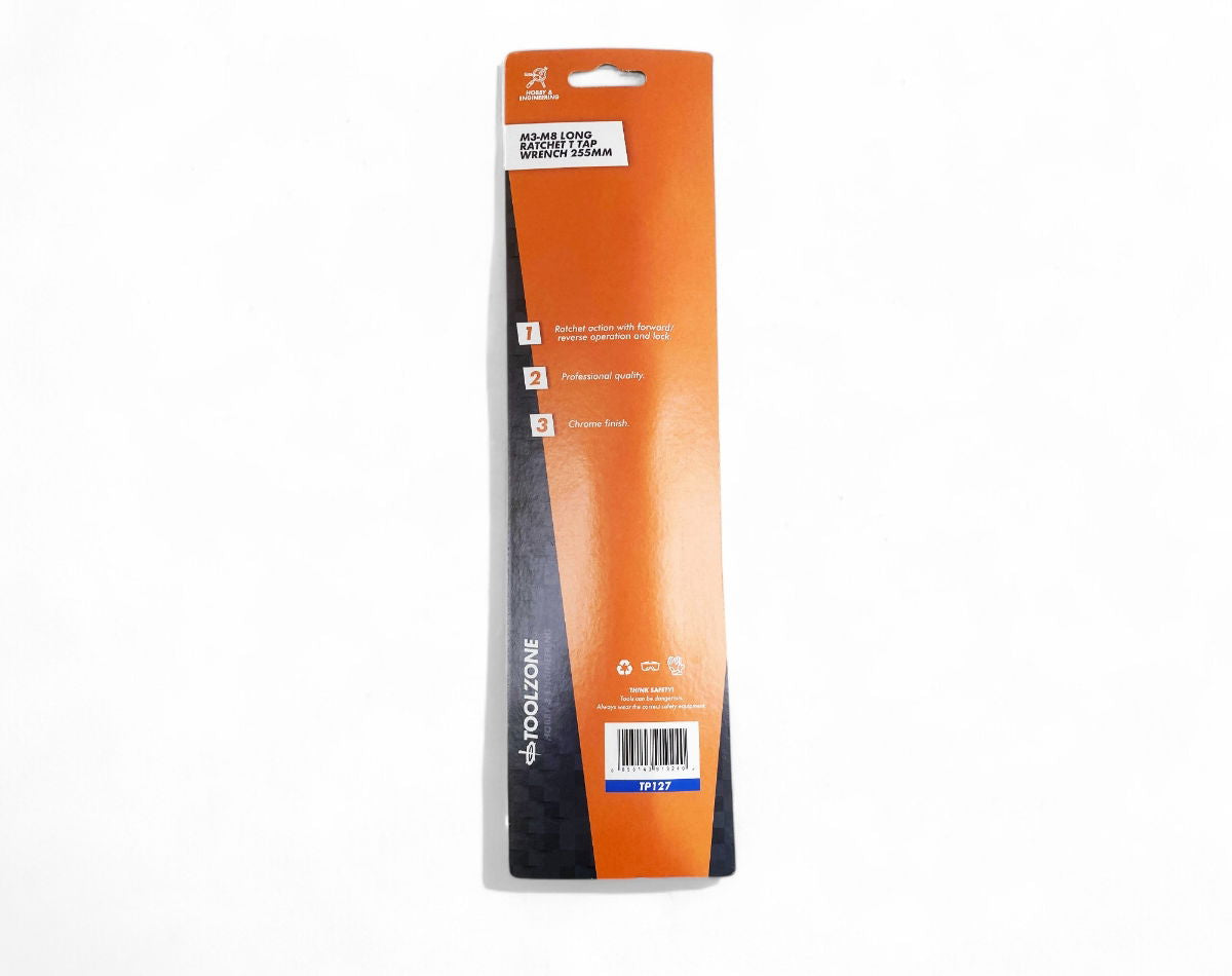 LONG RATCHET TAP WRENCH M3-M8 255mm - TOOLZONE KDPTP127