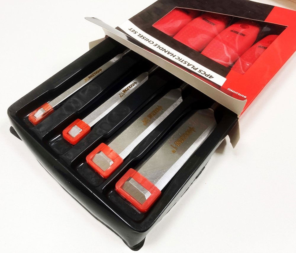 CHISEL SET PLASTIC HANDLE 4PC 1/4, 1/2, 3/4, 1 - TOOLZONE KDPWW040