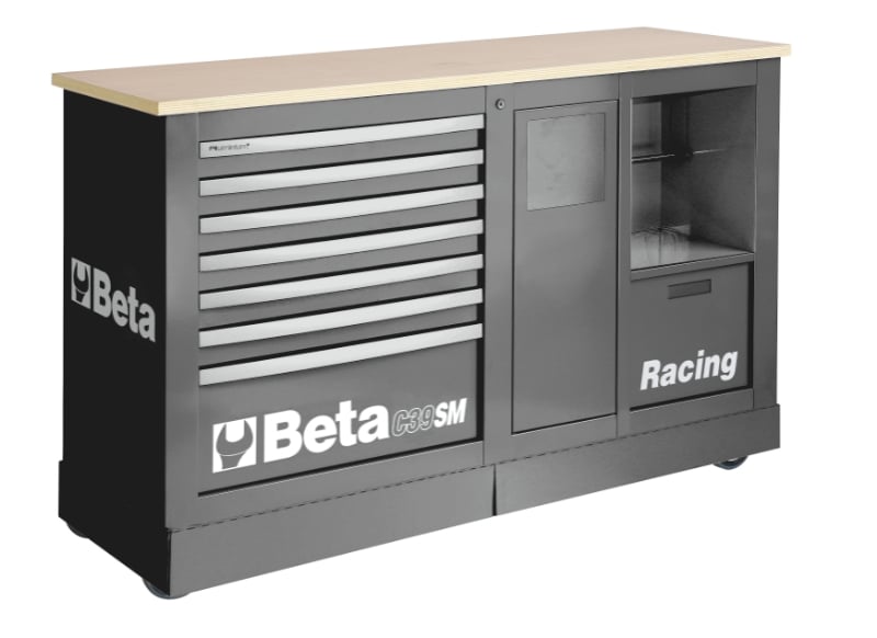 Special Mobile Roller Cabinet Racing SM Type with 7-Drawer Module and Service Module - Beta Tools C39SM-G