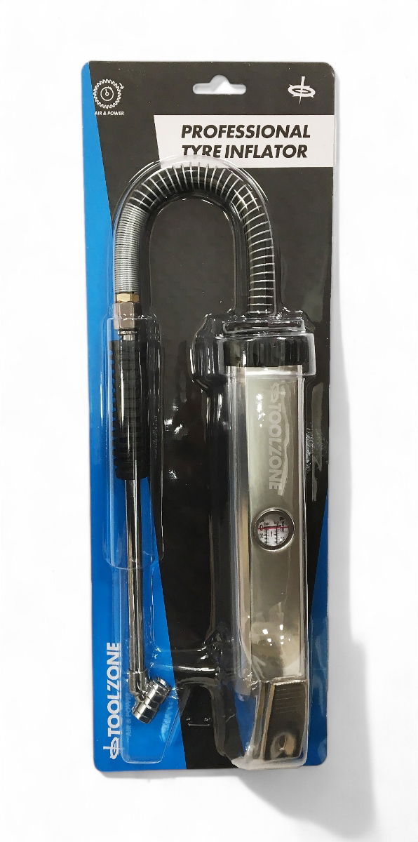 TYRE INFLATOR FORECOURT 0-160 psi ALUMINIUM BODY WITH GAUGE - TOOLZONE KDPAT103