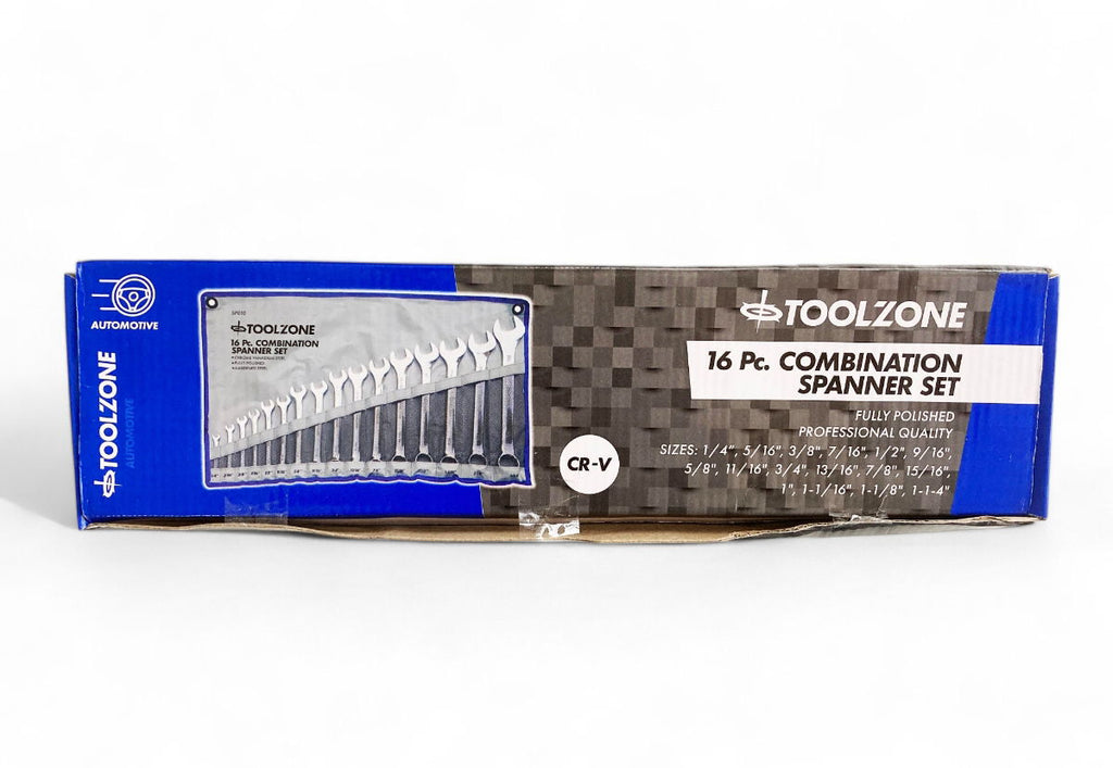 COMBINATION SPANNER SET 16PC AF CHROME VANADIUM POLISHED - TOOLZONE KDPSP010