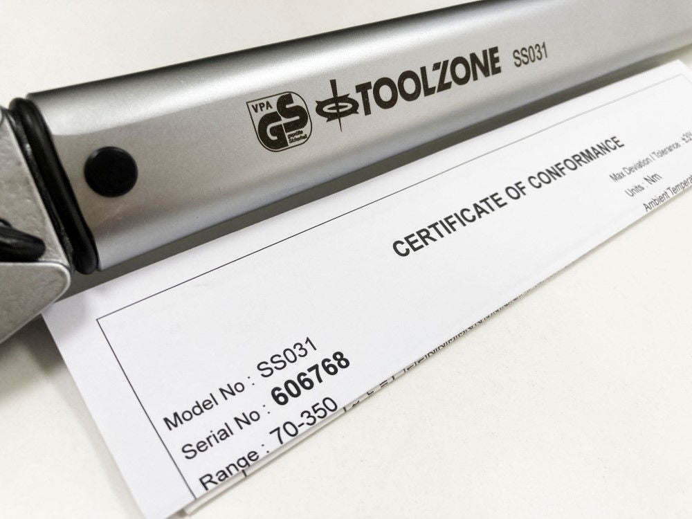 TORQUE WRENCH 1/2 DRIVE 70-350nm CALIBRATION CERTIFICATE LOCKING NUT - TOOLZONE KDPSS031