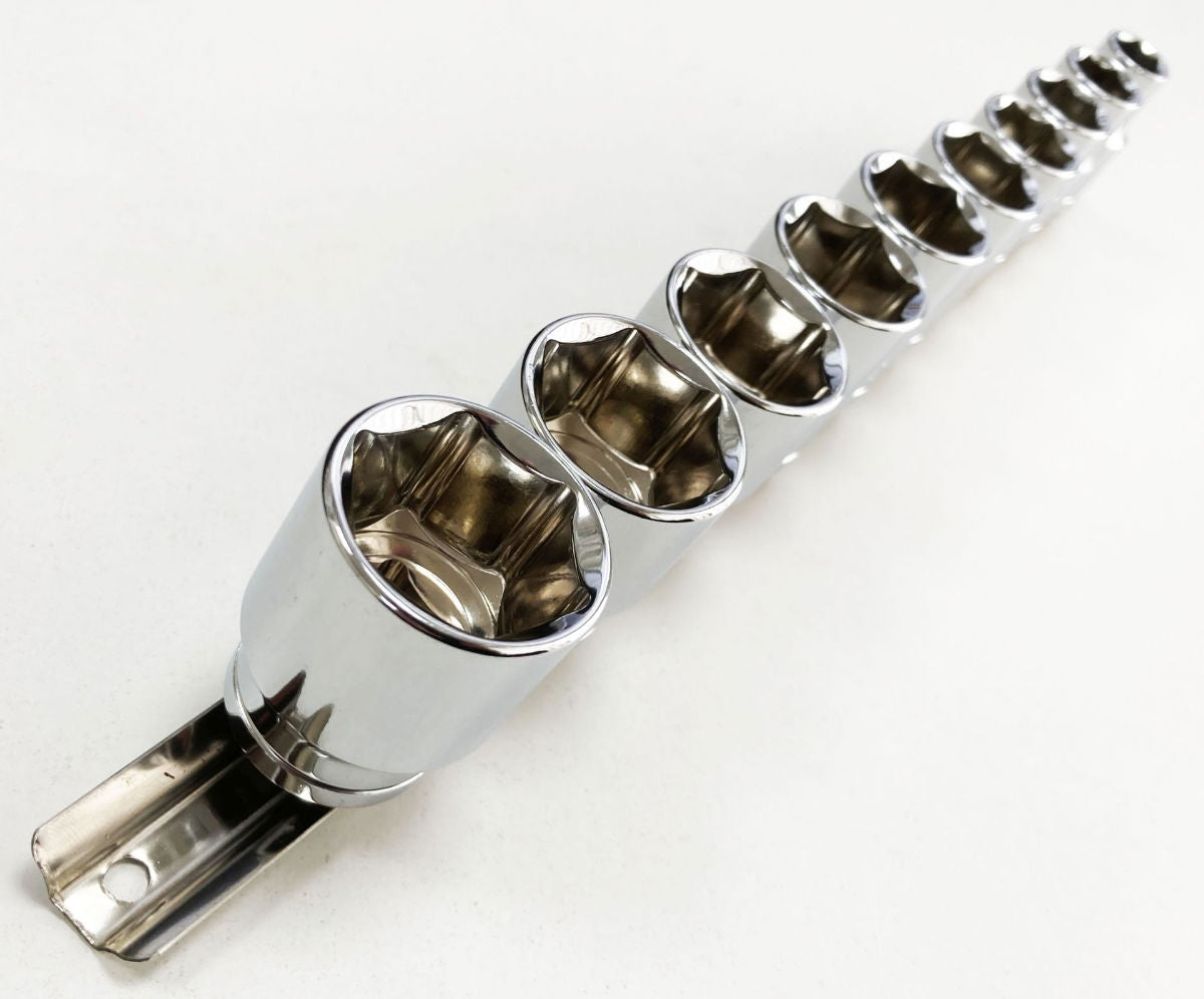 SOCKET SET SHALLOW 1/2 DRIVE AF 10 PIECES CRV POLISHED - TOOLZONE KDPSS208