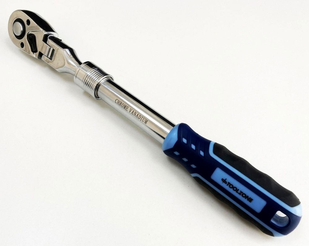 RATCHET FLEXI HEAD EXTENDABLE 1/2 DRIVE 335-480mm SOFTGRIP CRV - TOOLZONE KDPSS224