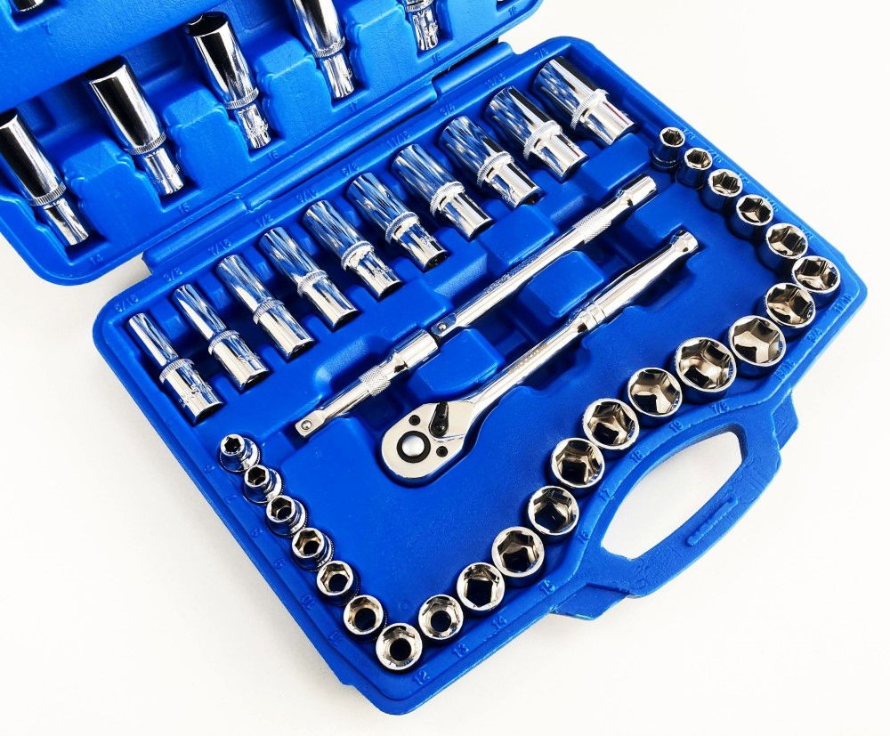 SOCKET SET 3/8 DRIVE MM AND AF 50 PIECES SHALLOW AND DEEP CRV - TOOLZONE KDPSS226