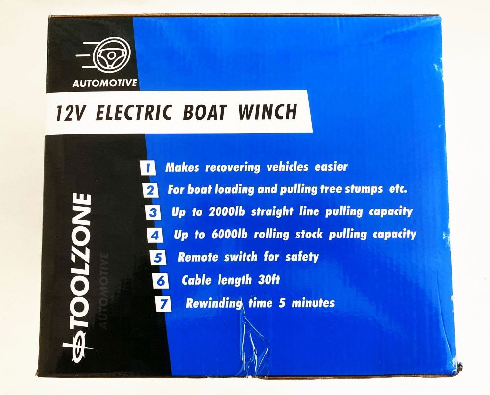 ELECTRIC BOAT WINCH 12v 6000lb ROLLING 2000lb STRAIGHT PULL - TOOLZONE KDPTD024