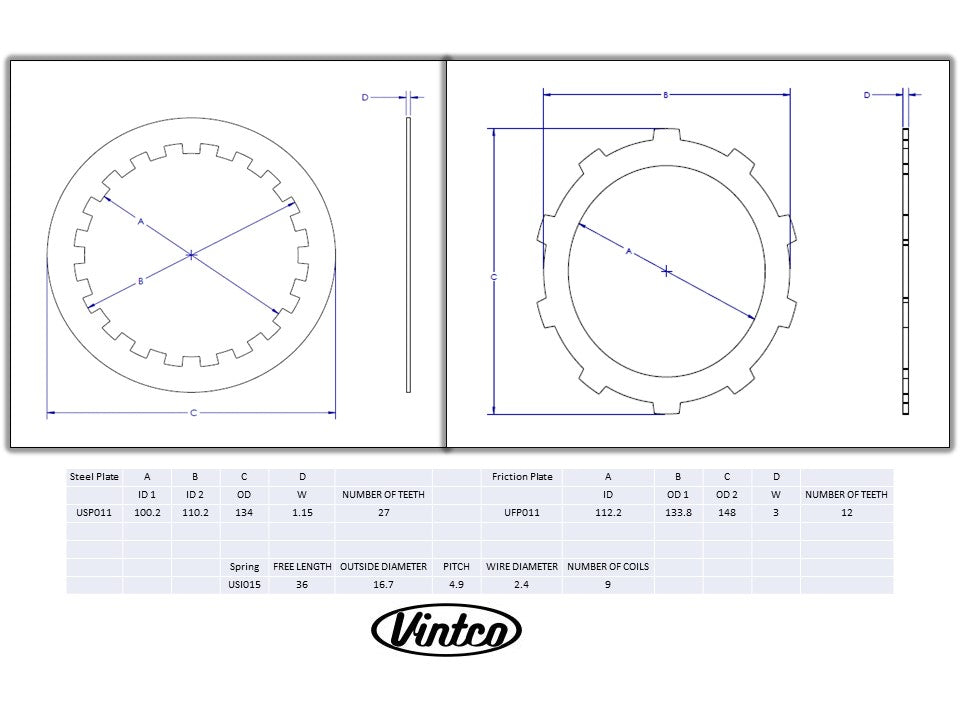 CLUTCH KIT 77-78 YAMAHA YZ 250 VINTCO KCLY06