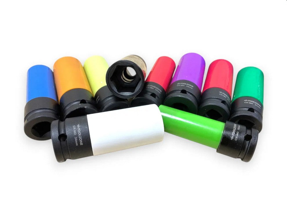 10PC 1/2" SLEEVED ALLOY WHEEL NUT SOCKET SET - TOOLZONE