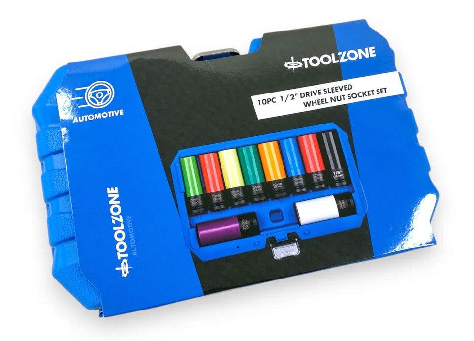 10PC 1/2" SLEEVED ALLOY WHEEL NUT SOCKET SET - TOOLZONE