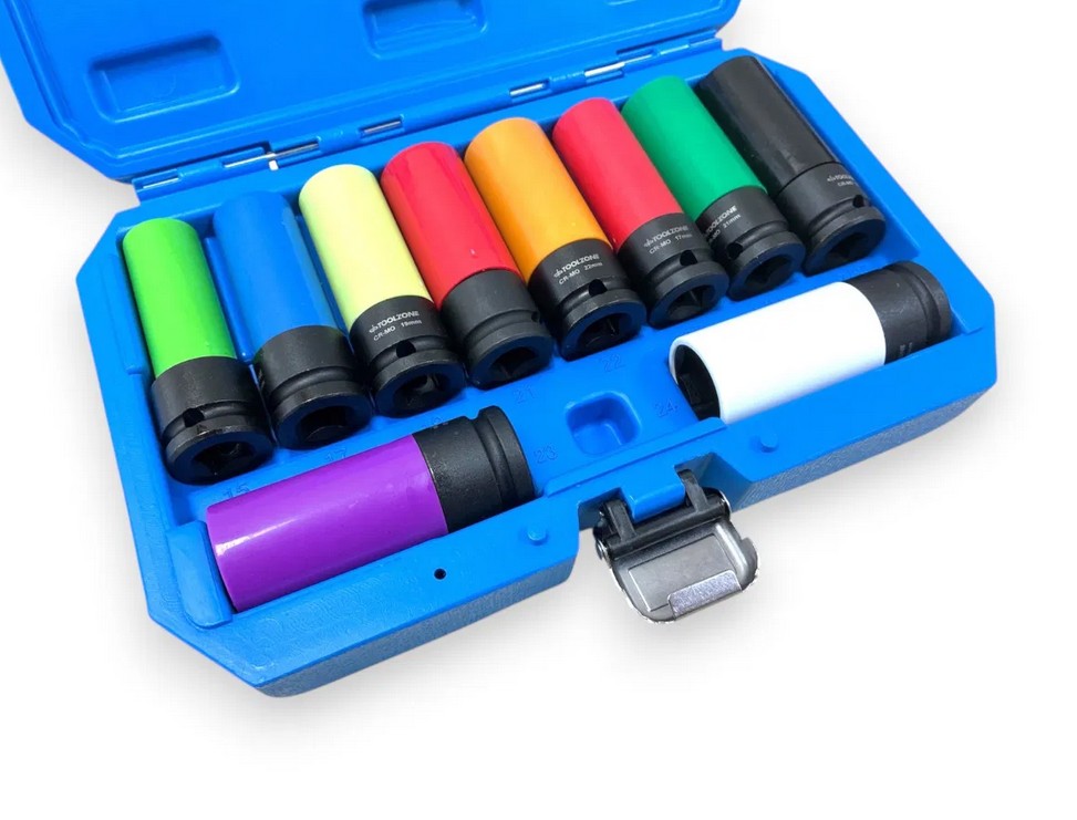 10PC 1/2" SLEEVED ALLOY WHEEL NUT SOCKET SET - TOOLZONE