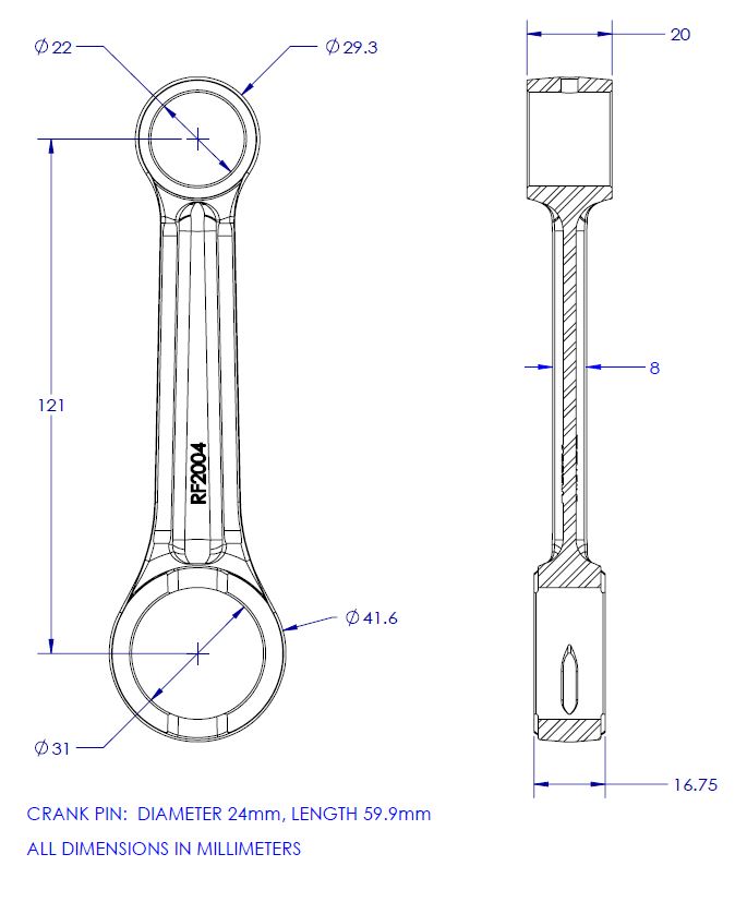 CONNECTING ROD KIT 74-84 HONDA FL MT 250 VINTCO KR2034
