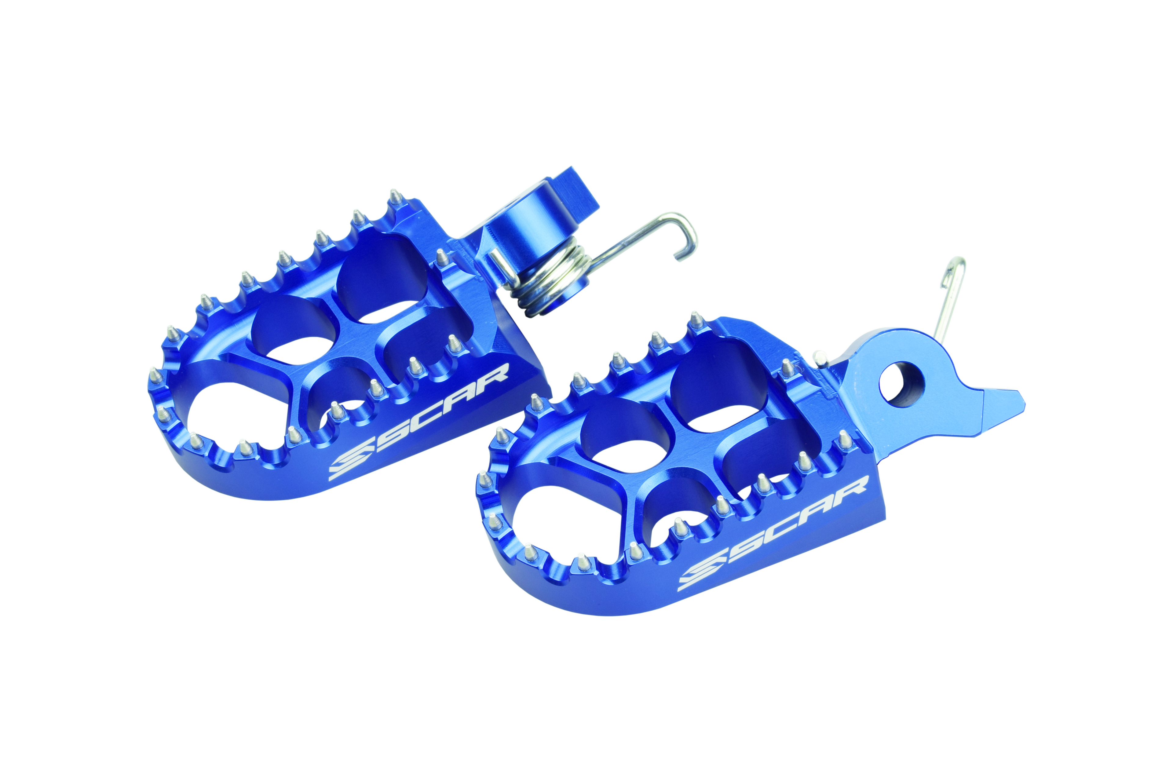 EVO FOOTPEGS BLUE 23-26 FANTIC YAMAHA XXF WR YZ F FX 250 450 57mm WIDE 18 TEETH SCAR S1512B