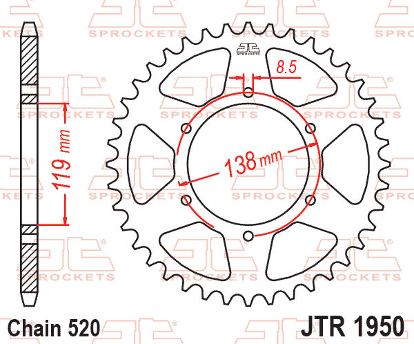 REAR SPROCKET JTR1950.50 STEEL BLACK SR1950-50