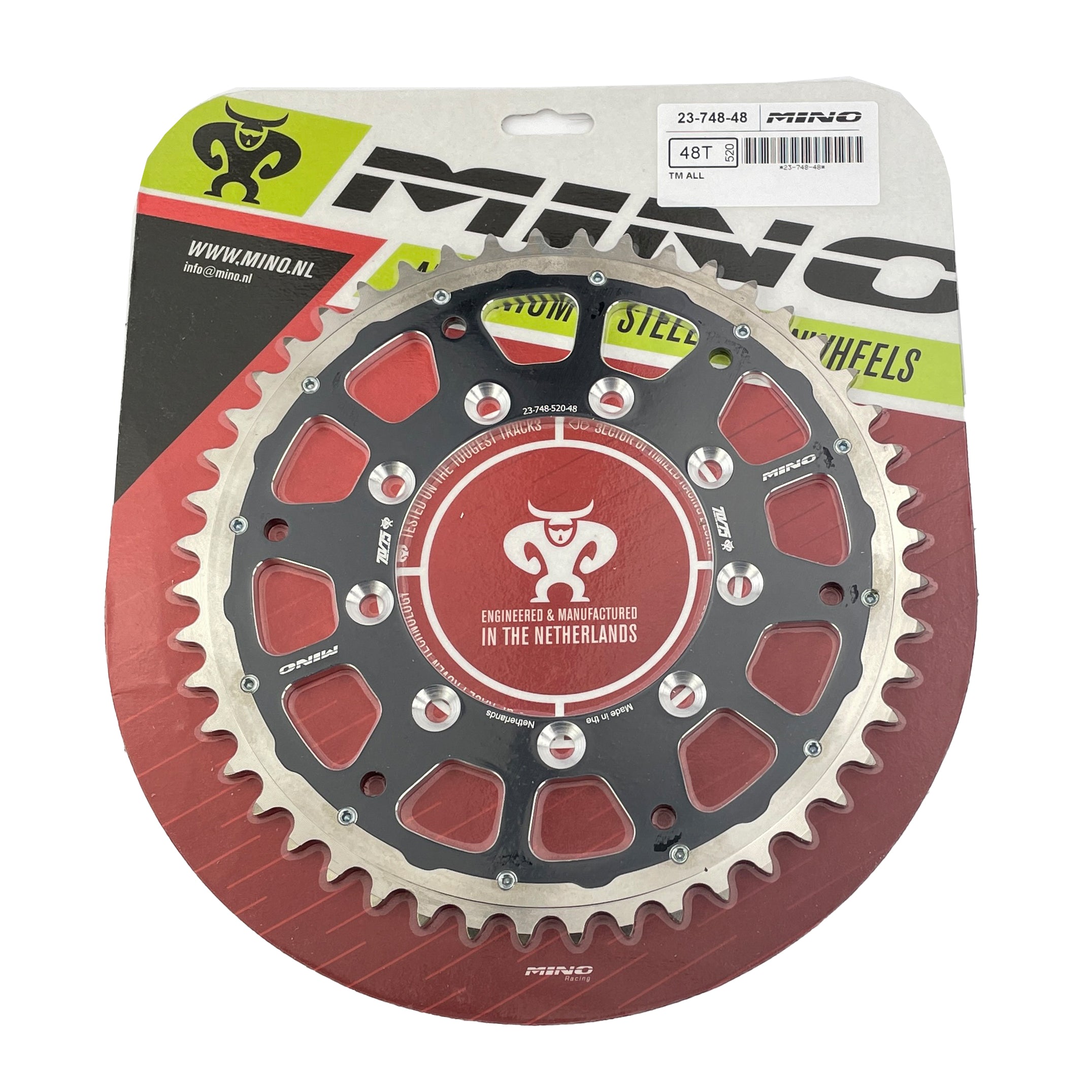 REAR SPROCKET ALLOY STEEL TWIN RING TM RACING 98-26 MINO 23-748-48 348-520-48 BLACK