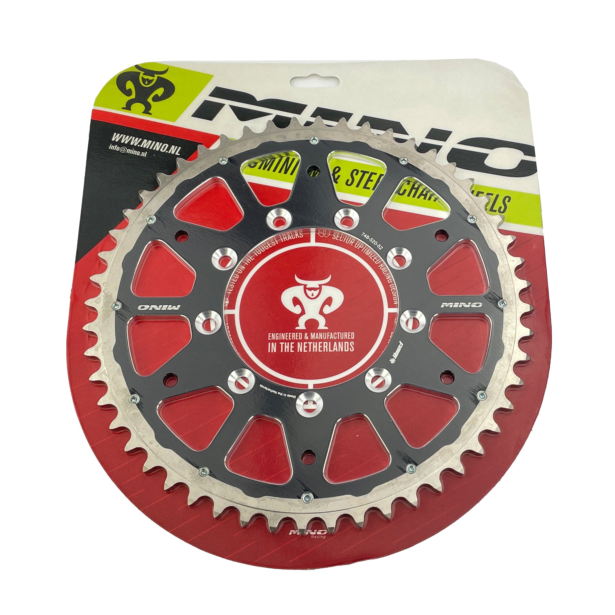 REAR SPROCKET ALLOY STEEL TWIN RING TM RACING 98-26 MINO 23-748-52 348-520-52 BLACK