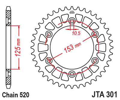REAR SPROCKET ALLOY BLACK RACELITE JTA301.42BLK