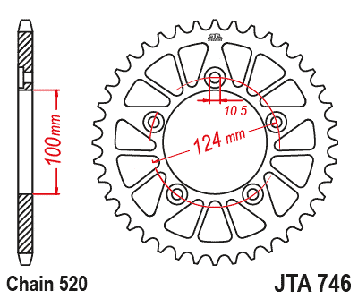 REAR SPROCKET ALLOY BLACK JTA746.45BLK JT RACELITE 7075-T6