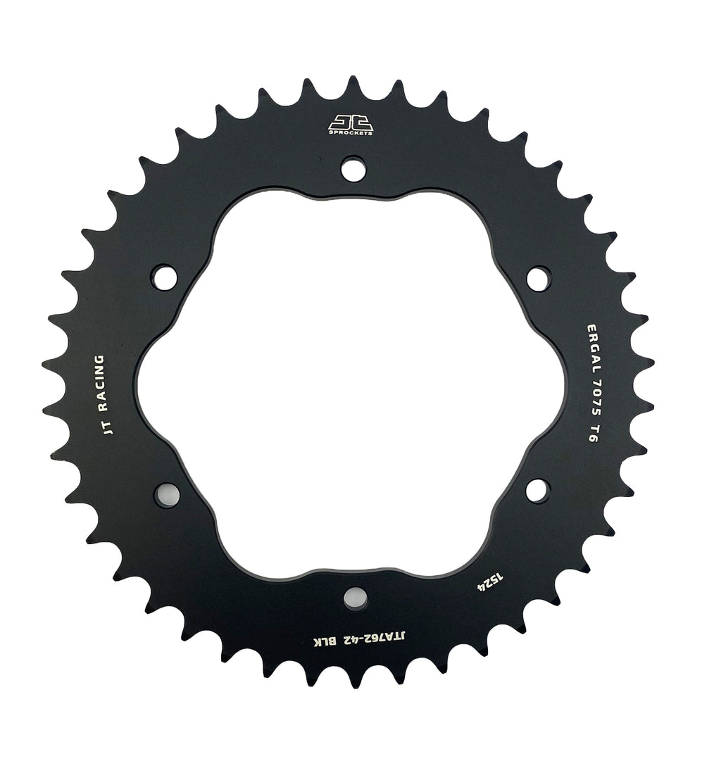 REAR SPROCKET ALLOY BLACK, JTA762.42BLK.7075-T6 Aluminium. DUCATI 520 Chain Conversion