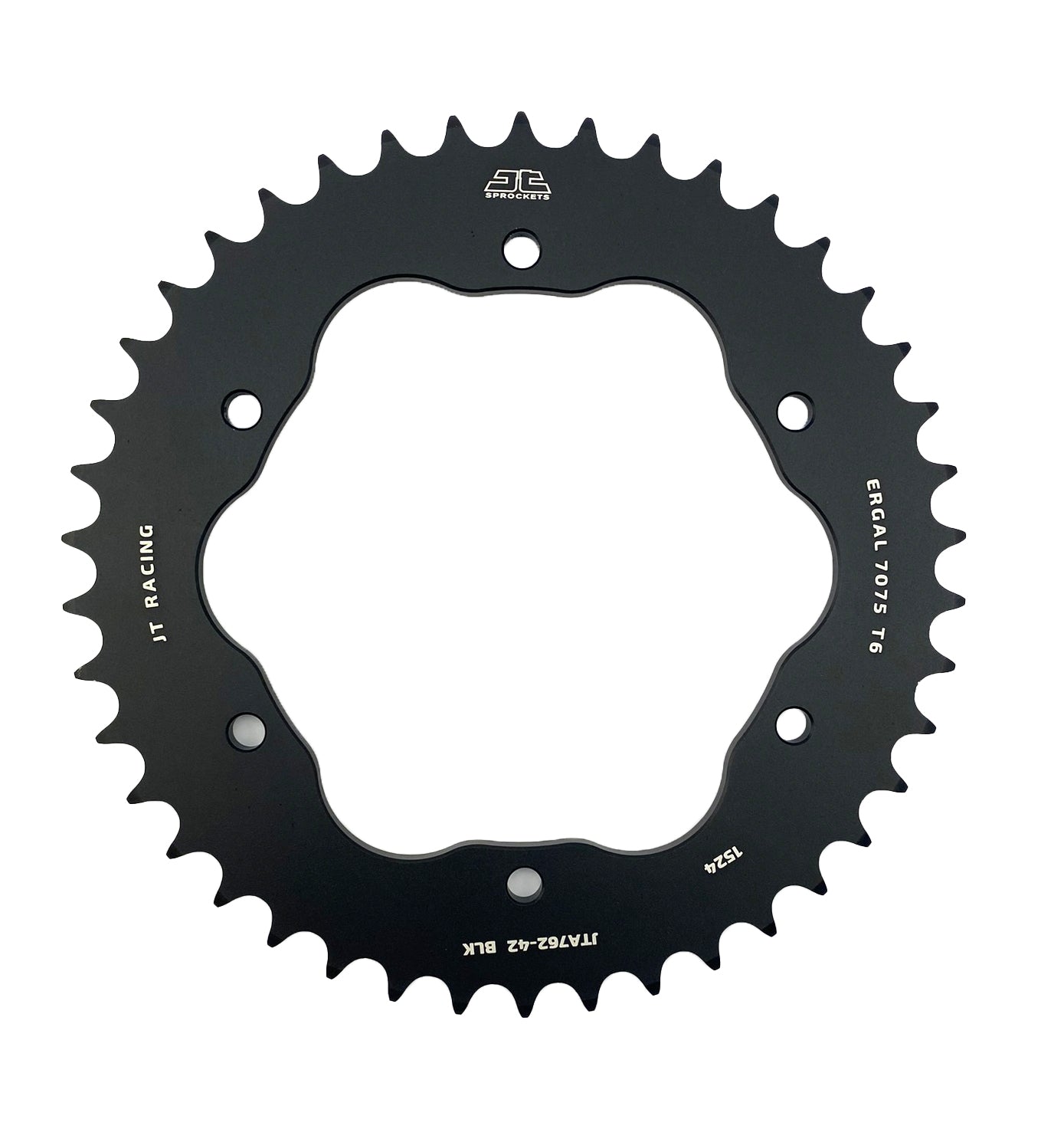 REAR SPROCKET ALLOY BLACK, JTA762.42BLK.7075-T6 Aluminium. DUCATI 520 Chain Conversion