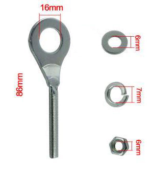 16mm M6 CHAIN ADJUSTER TENSIONER (EACH) STEEL BZP 40543-437-000/95014-12100