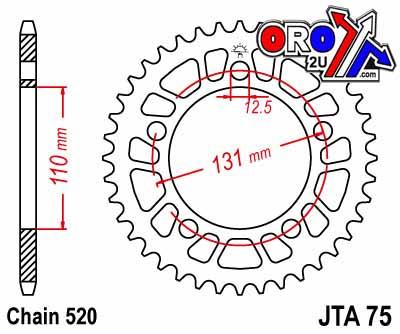 REAR SPROCKET ALLOY BLACK JTA75.42, BMW 520 Chain Conversion