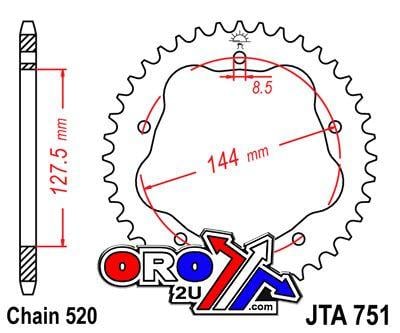 REAR SPROCKET ALLOY JTA751.44BLK