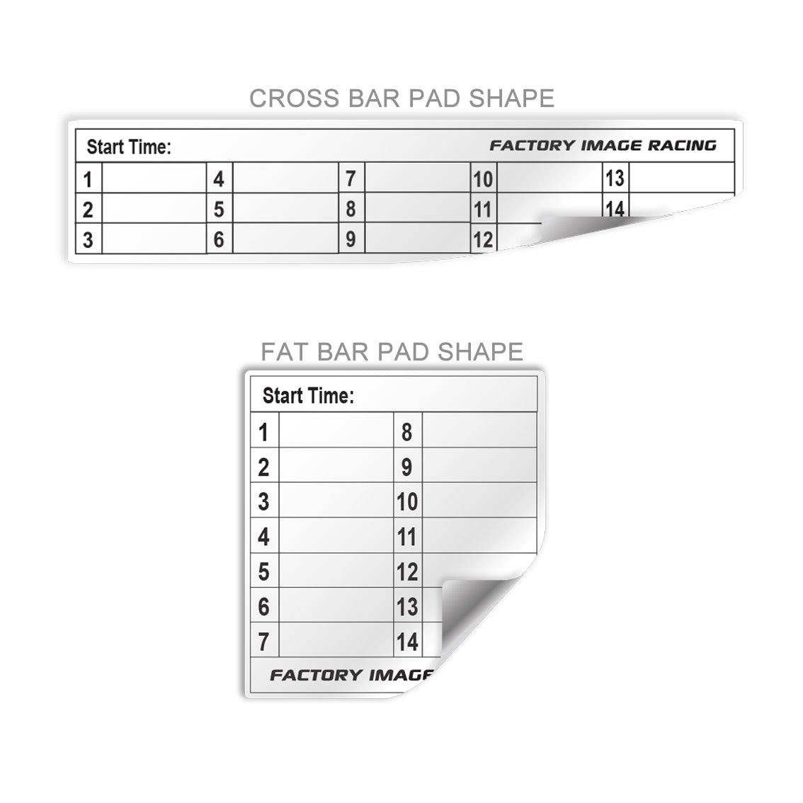 CROSS BAR PAD ENDURO TIME CARD STICKER LAMINATED REUSABLE PACK OF 10